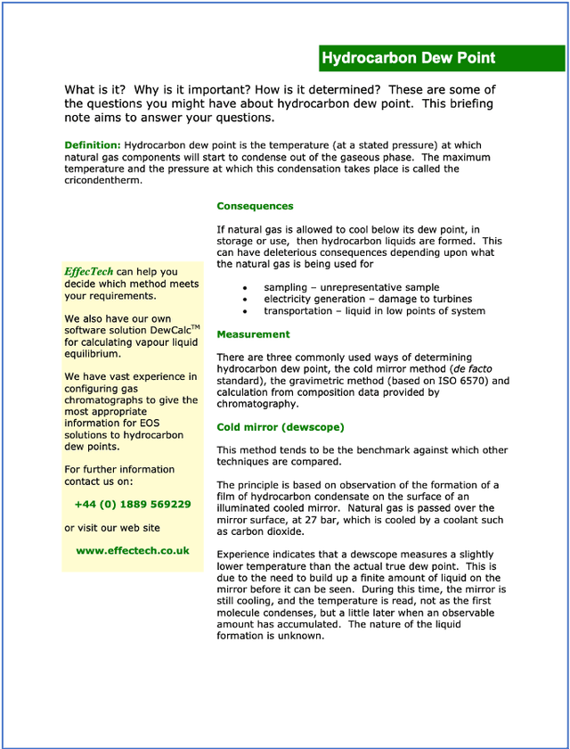 Hydrocarbon Dew Point