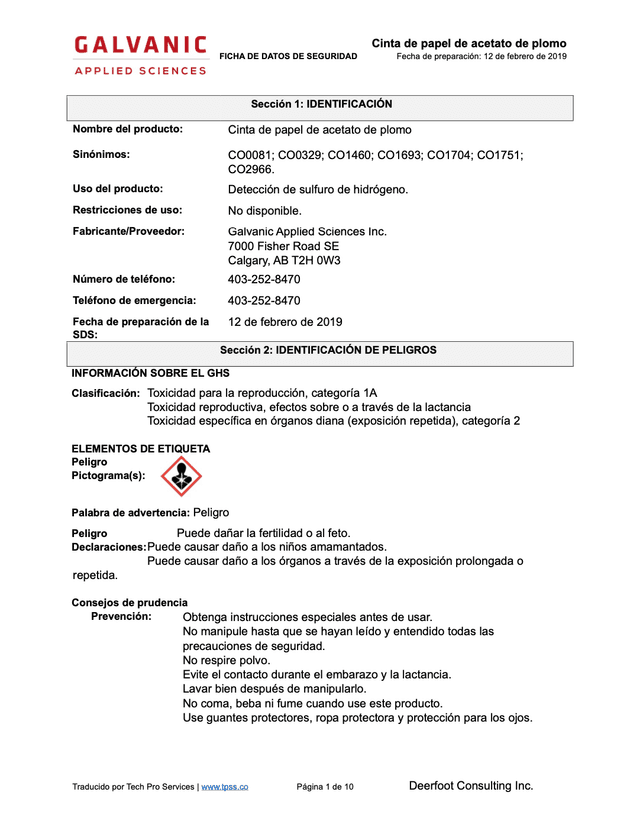 SDS Cinta de acetato (español)