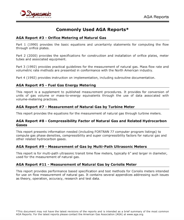 Common AGA Reports