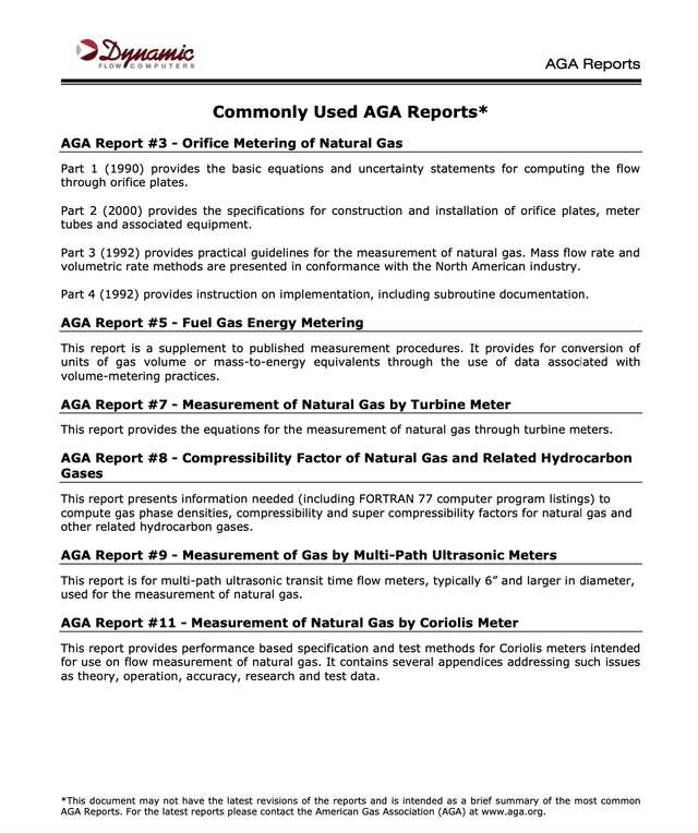 Common AGA Reports